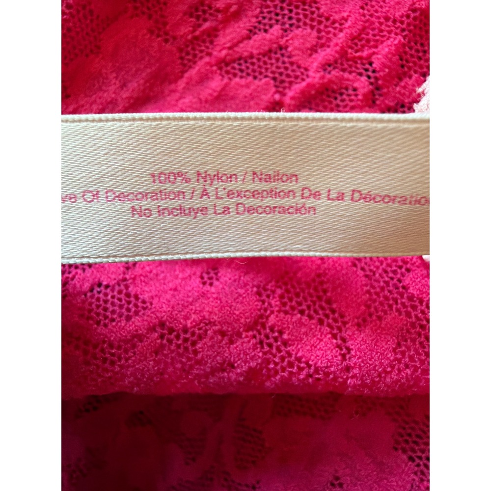 Victoria's Secret Babydoll Hot Pink Floral Lace Halter Chemise Bow Trim S/P - Picture 6 of 6